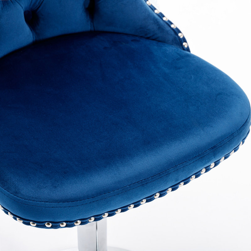 Tabourets de bar pivotants en velours, 2, Argent argent, Bleu