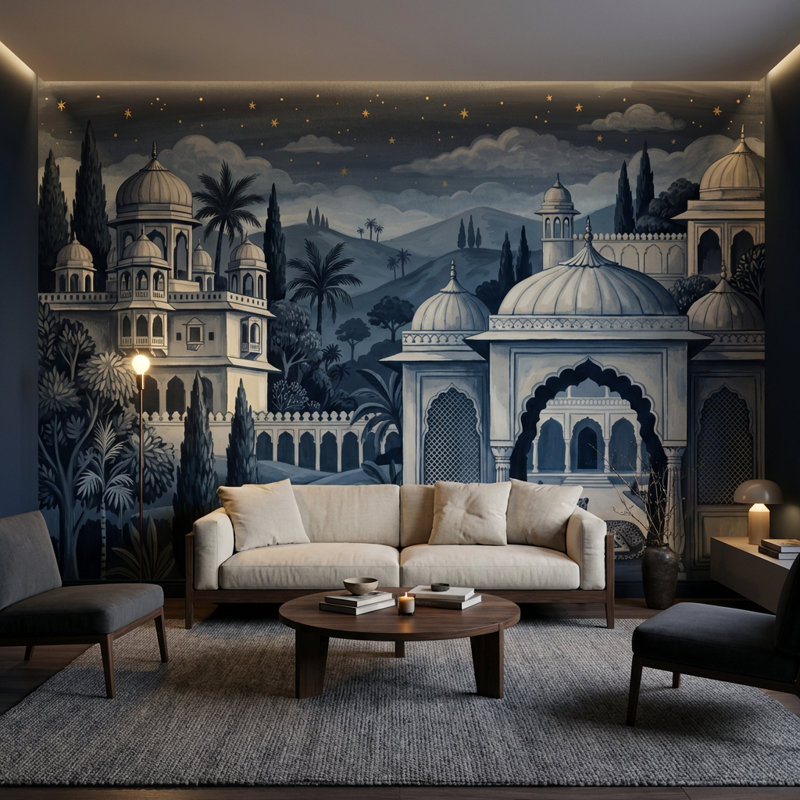 Papier peint foncé Dark Palace Palace, Texturé non collé, 200 po x 120 po