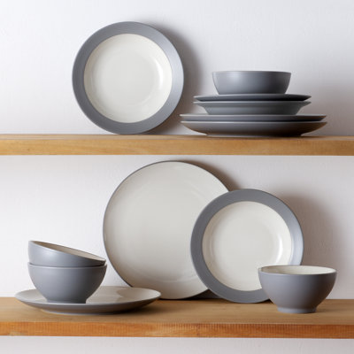 Noritake Colorwave 12-piece Coupe Dinnerware Set, Service For 4 In Slate