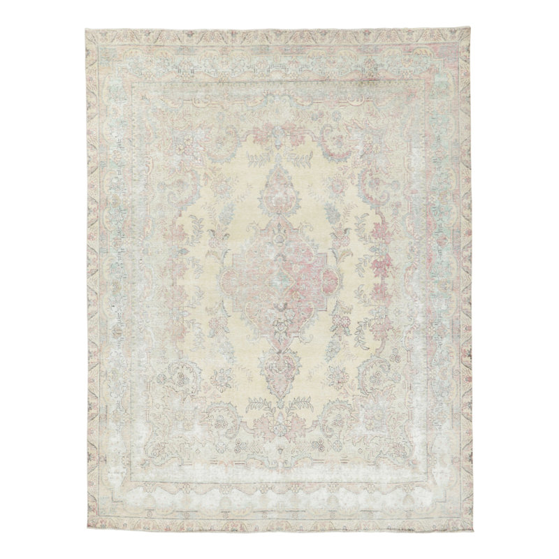 Distressed One-of-a-Kind 9'10X12'8 Hand Knotted Area Rug
