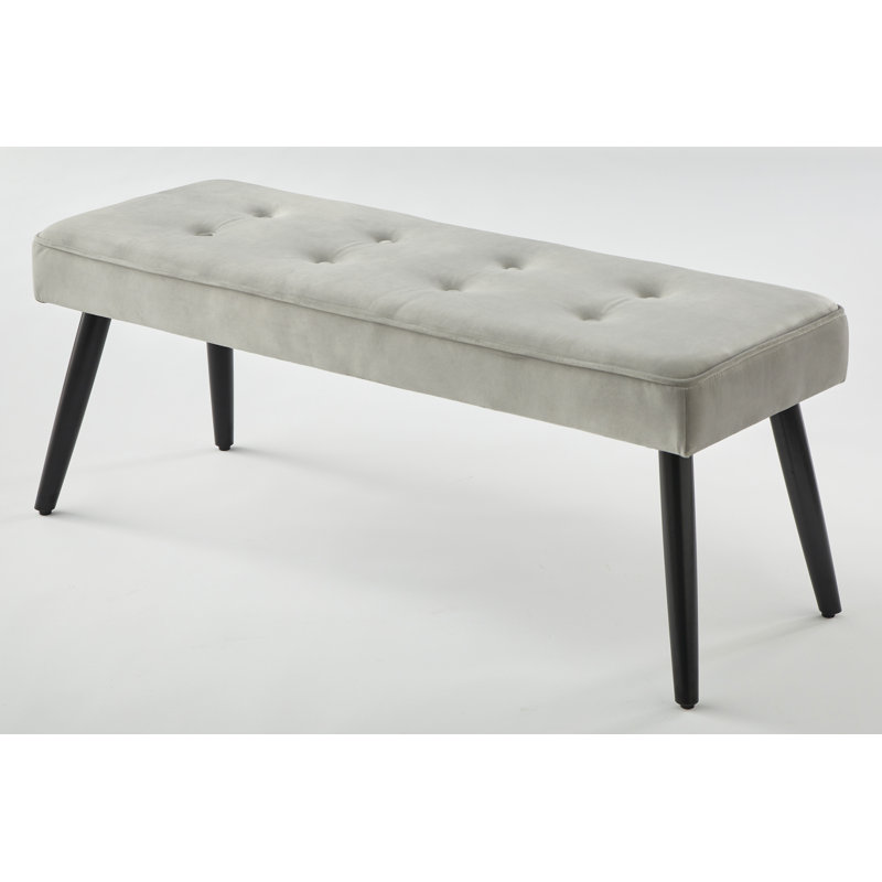 Yashika Velvet Upholstered Bench, Gray