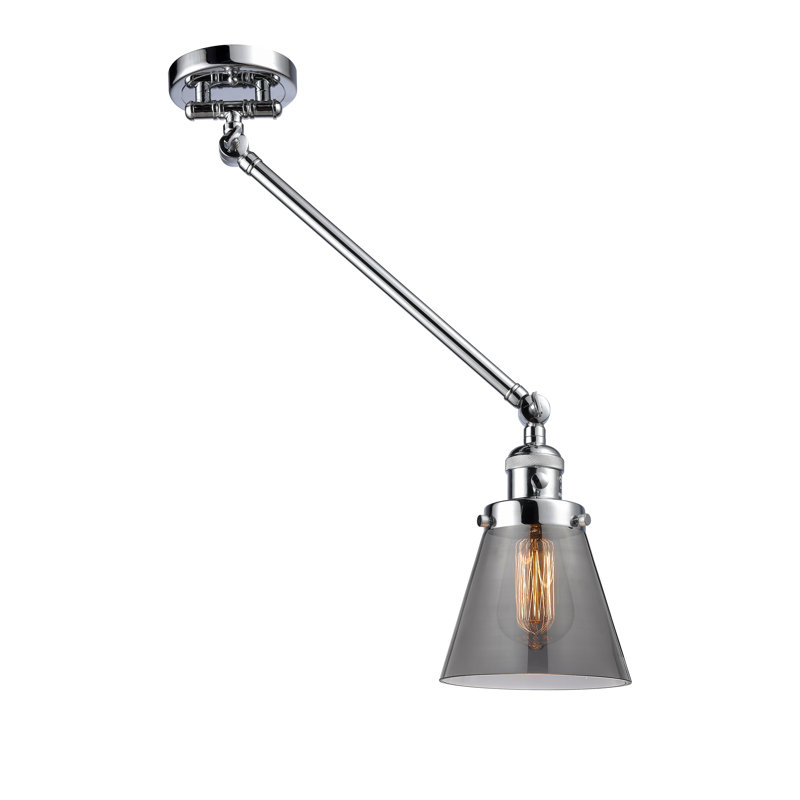 Pelkey Swing Arm Sconce, Smoked, Polished Chrome, Bulb Not Included