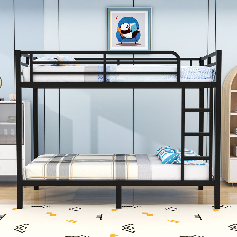 Metal Bunk Bed With Slats, Black,  Extra Long Twin Over Extra Long Twin