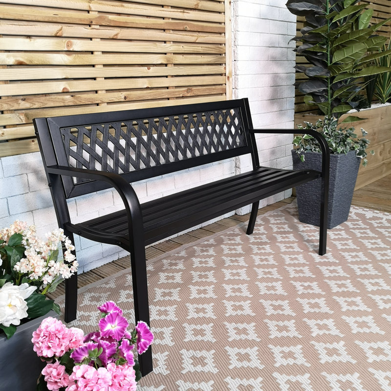 Bernathy Keswick 2 Seater Outdoor Modern Lattice Design Metal Garden Patio Bench