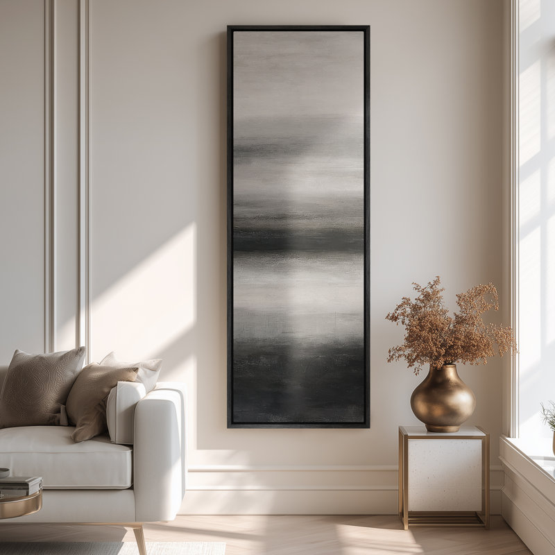 Grande toile murale encadrée - Reproduction de paysage abstrait - 60 po x 20 po, H 60 po x l 20 po, Noir
