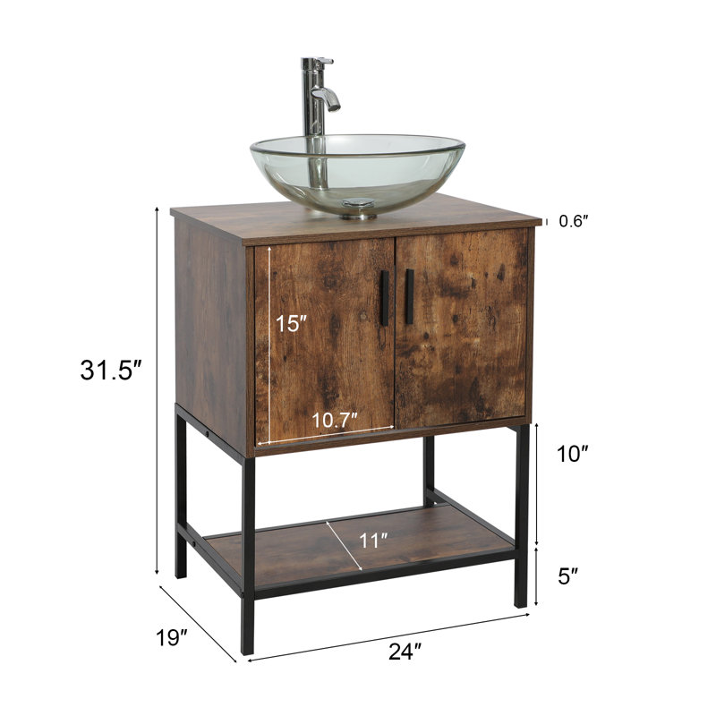 24" Single Bathroom Vanity Set, Brown