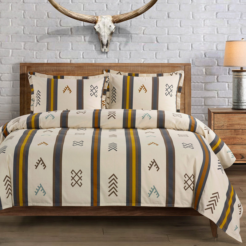 Toluca Canvas Canvas Geometric Southwestern Style Comforter Set, Queen