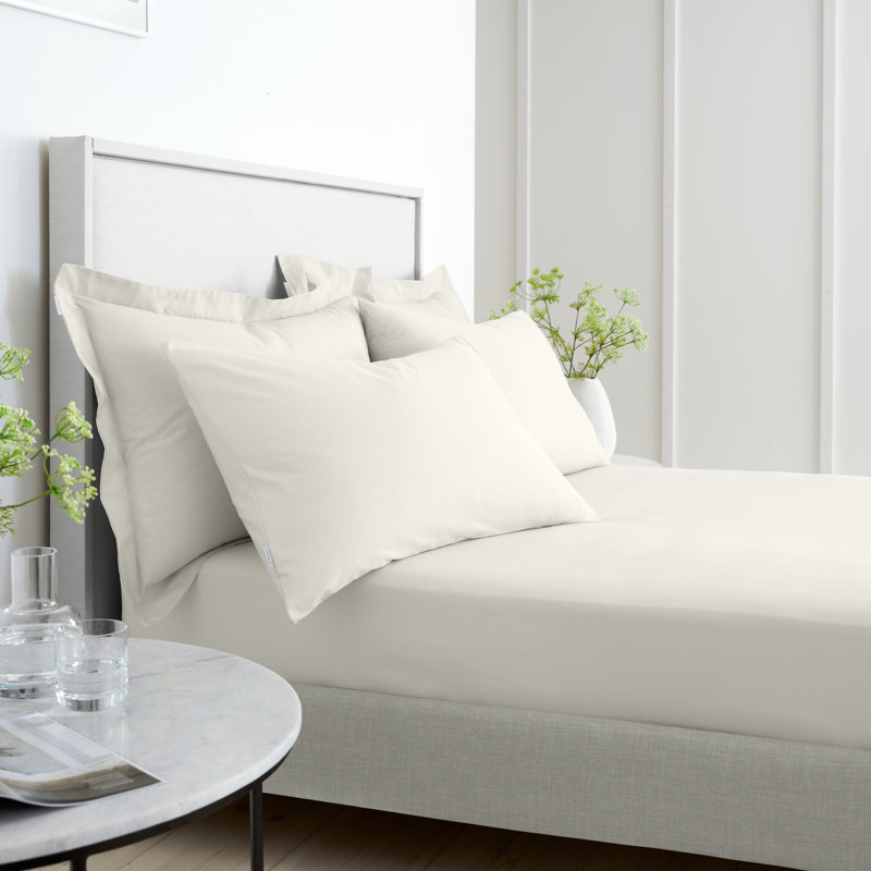 200 Thread Count 100% Cotton Oxford Pillowcase Pair, Cream, 50 x 75 cm