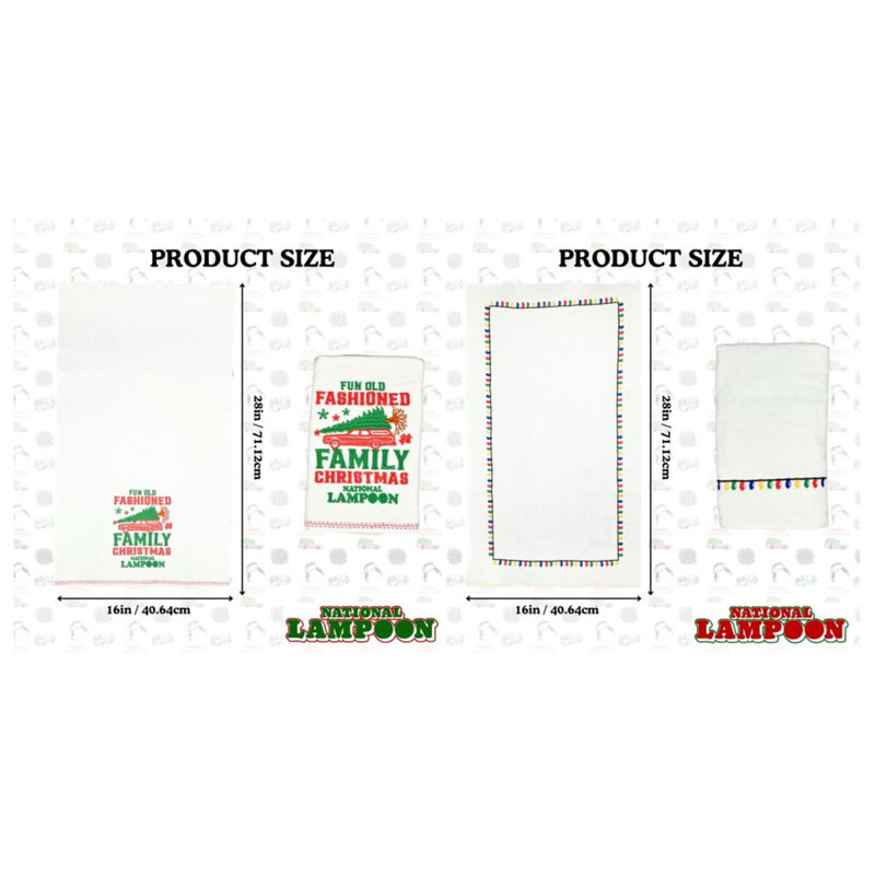 National Lampoon's Christmas Vacation Kitchen Towels | 2-Pack | 100% Cotton 16x28 Dish Towels and Hand Towels | Griswold Christmas Decor Gift (Vintage Christmas / Lights)