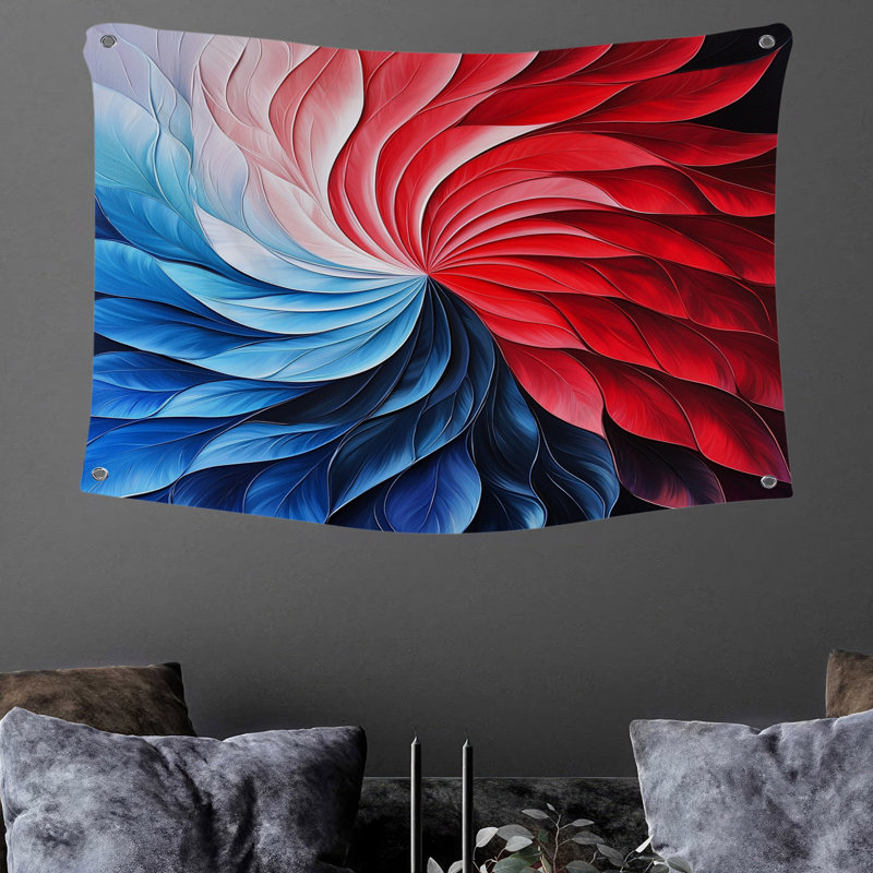 Tapisserie murale florale en spirale - Décoration murale abstraite, H 68 po x l 80 po