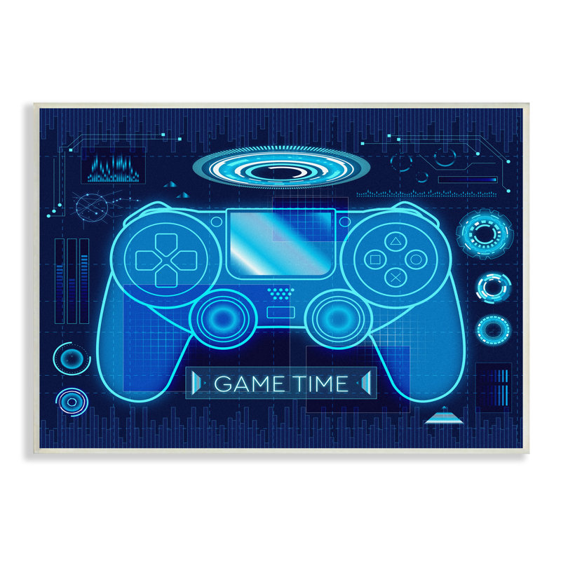 «Game Time Bold Blue», thème de jeu d'ordinateur par Ziwei Li - impression, Sans cadre, H 13 po x l 19 po x P 0,5 po