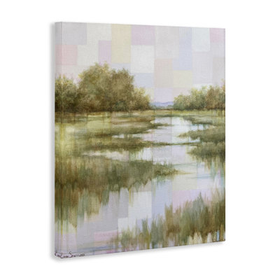River Reflections Impressionist Landscape Canvas Wall Art, design by Linda Sperruzzi