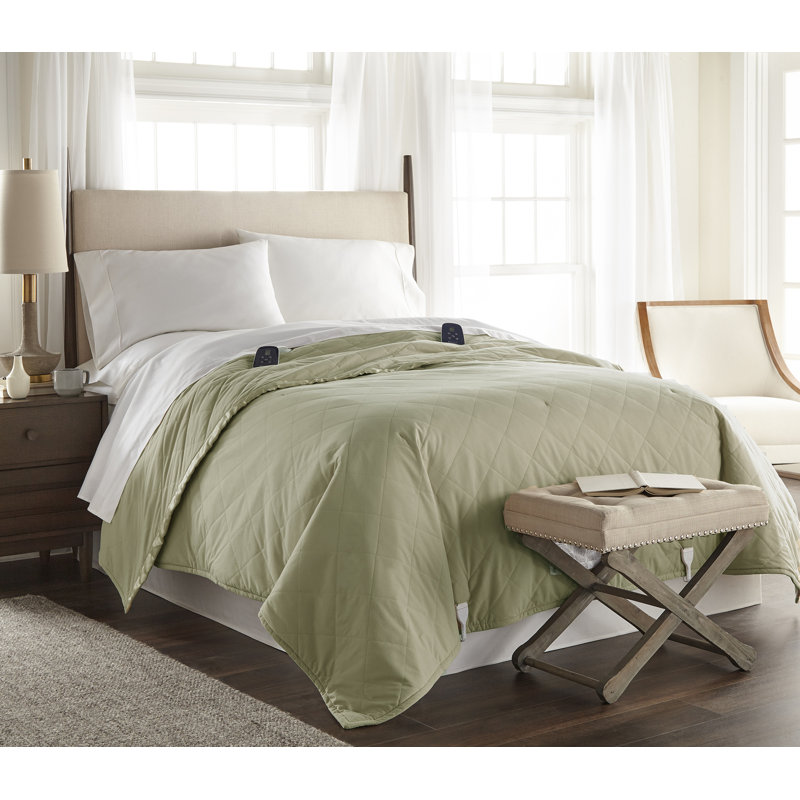 Twin Green Micro Flannel Electric Heated Blanket