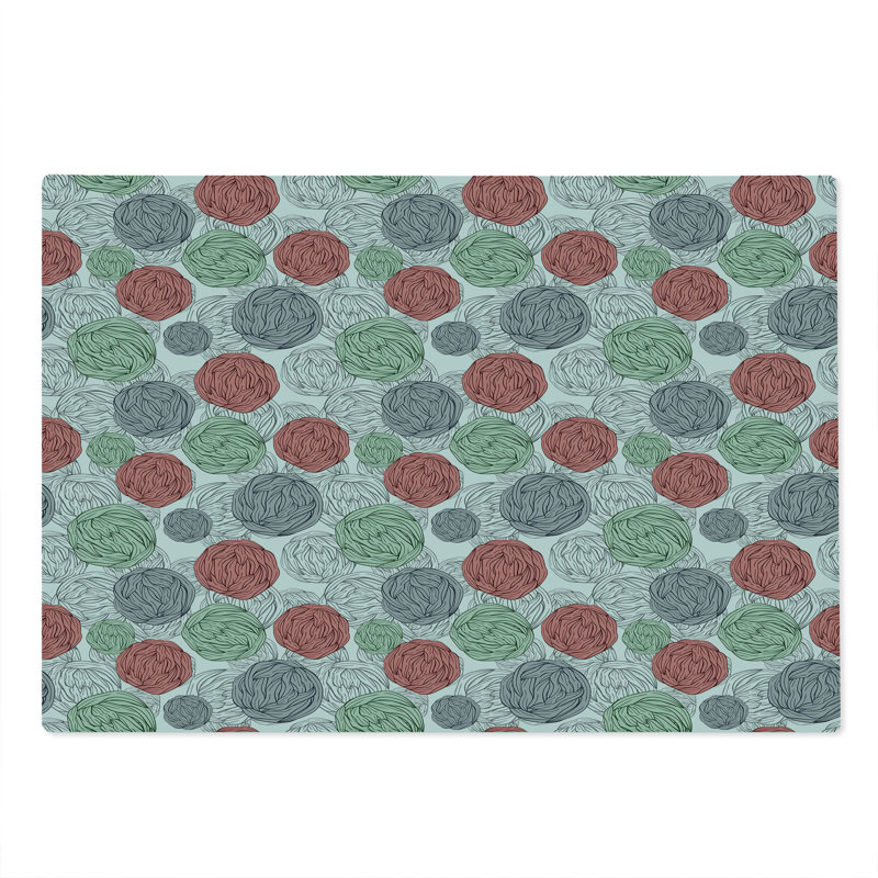 Planche à découper Ambesonne, grandes boules à tricoter rétro, corail, gris, vert réséda