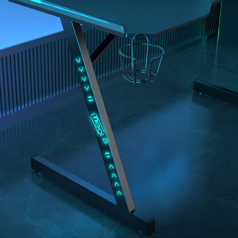 Solid Wood Top Metal Base Computer Desk