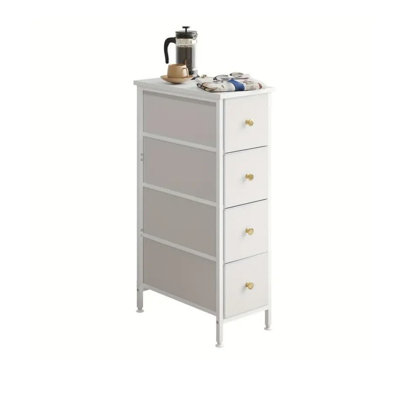 Narrow-edged Table With 4 Fabric-lined Drawers, Small Bedside Table