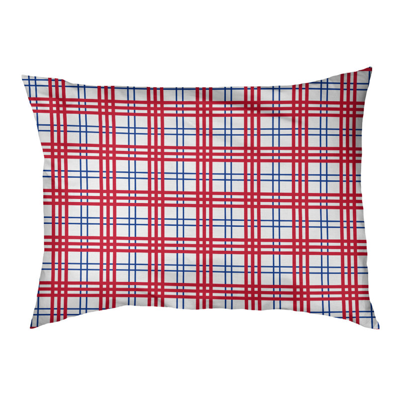 Coussin d’extérieur de luxe New England football, Petit (l 28 po x P 18 po x P 4 po), Blanc / Bleu / Rouge