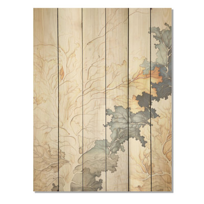 Arbre bleu et beige, tilleul américain, art sur bois de pin d'Amérique