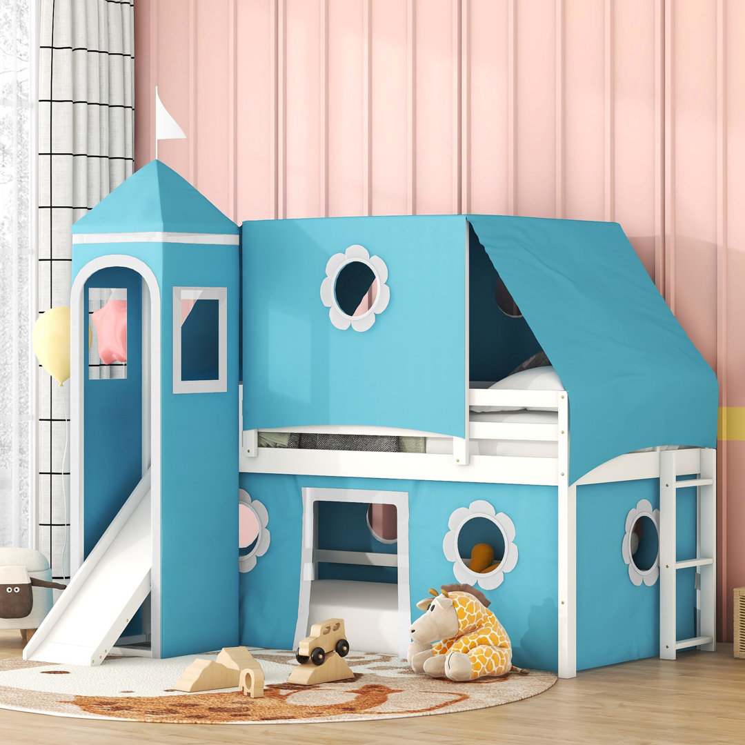 Queribus Marlow Size House Bed With Ladder And Storage Drawers, Solid Wood And Plywood Harper Orchard 