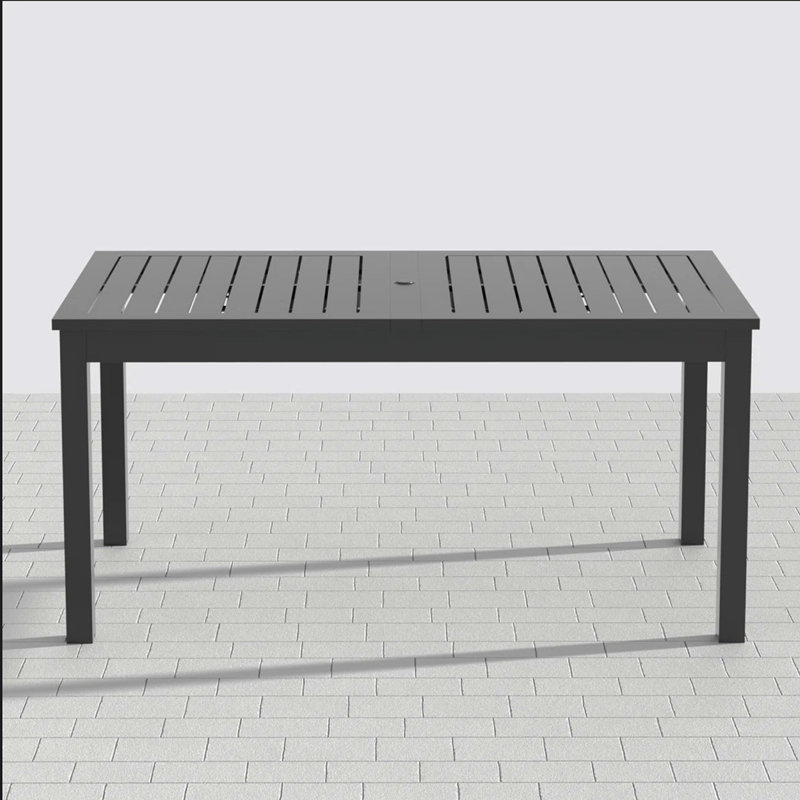 Table de salle à manger d'extérieur en aluminium 63 "à 92", table de patio grise toutes saisons