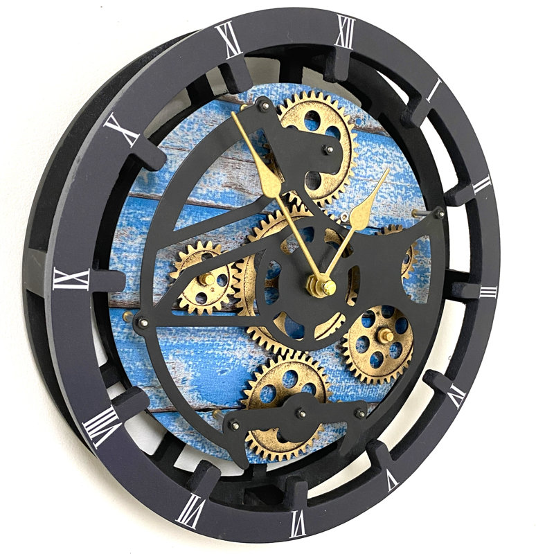 Wood Wall Clock, Ocean Blue