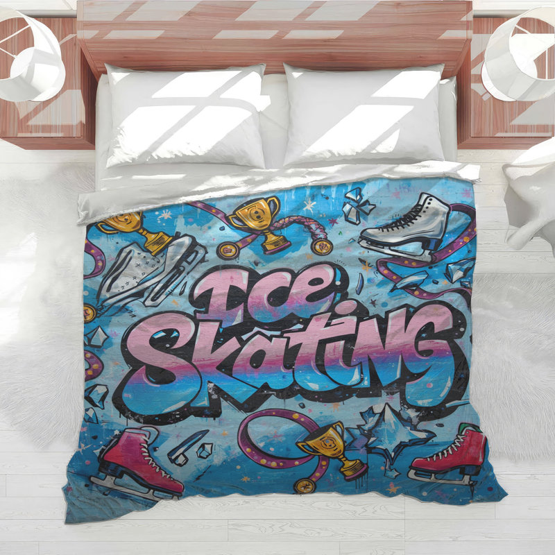 Graffiti Ice Skates Comforter, Queen