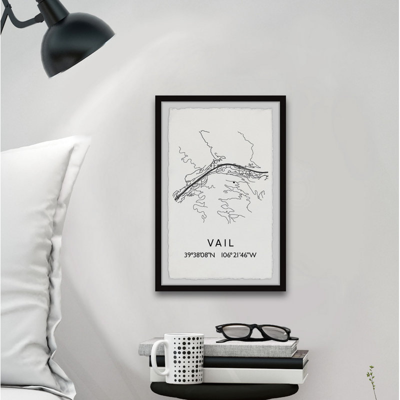Vail, Colorado - Image encadrée d'art textuel sur papier, H 36 po x l 24 po x P 1,5 po