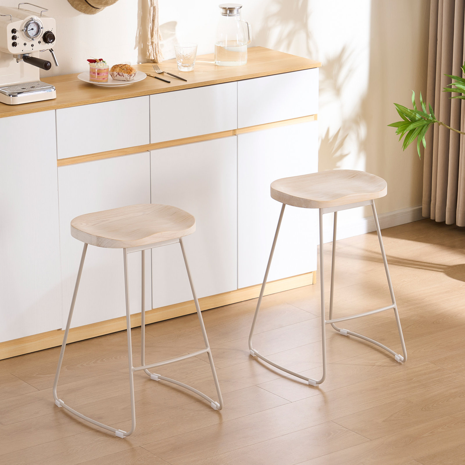 Navarre 25.6 " Bar Stool, Cream, Beige