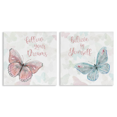 Believe In Dreams Butterflies 2 Piece Canvas Wall Art Set By Carol Robinson