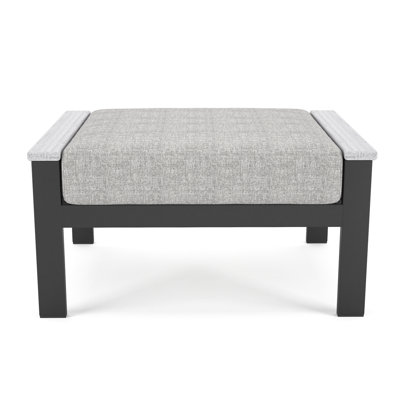 Townsend Outdoor Teak Ottoman with Sunbrella Cushion by Birch Lane