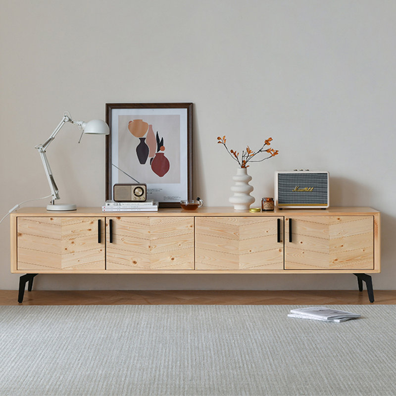 Wabi-sabai handmade solid wood parquet TV cabinet, 70.86"