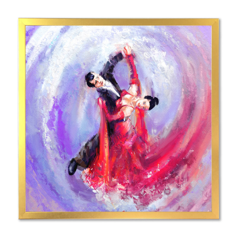 Danseurs de tango rouges et vierges - Décoration murale sur toile glam, H 30 po x l 30 po x P 1 po, Cadre photo doré