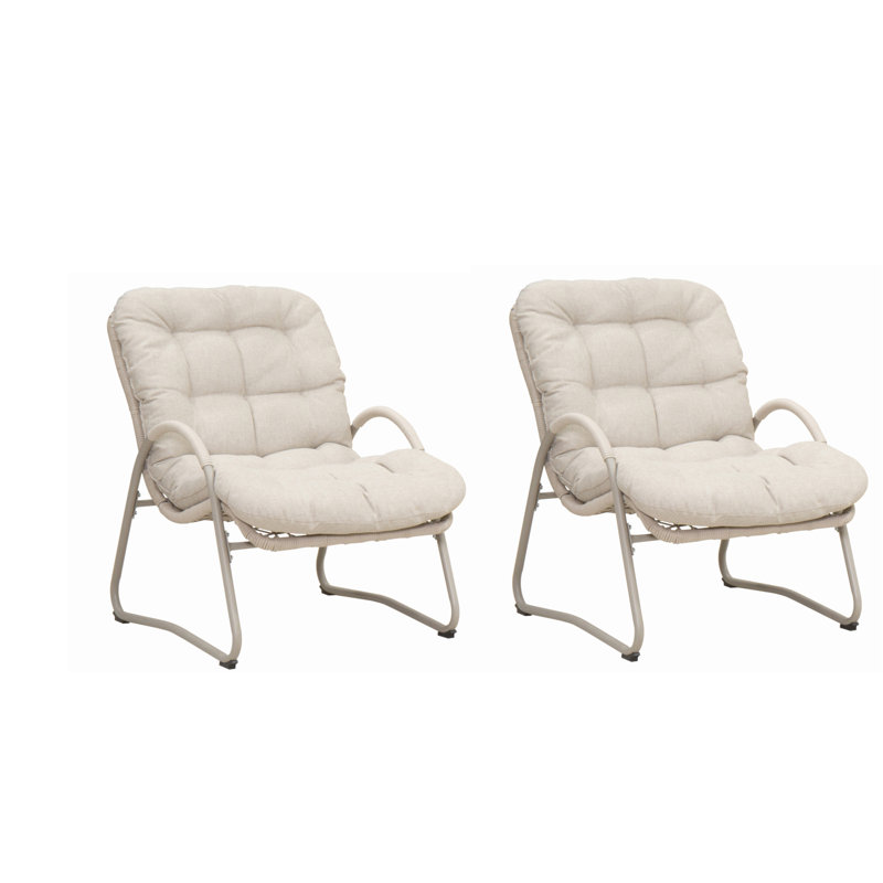 Chaise longue d'extérieur, ensemble de 2 - Structure en fer et osier en plastique