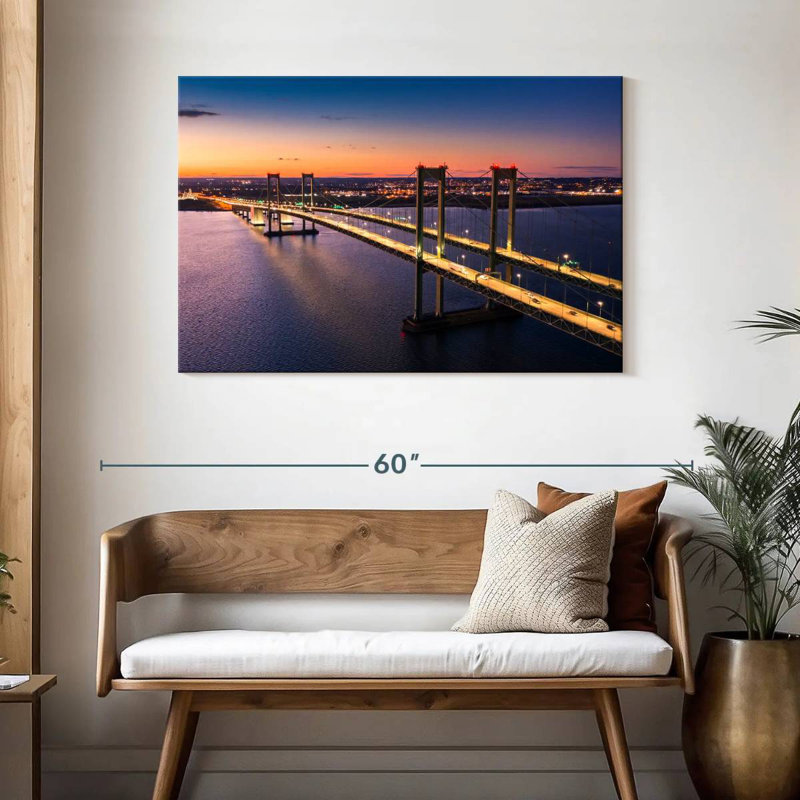 Lilie au coucher du soleil au pont commémoratif du Delaware, H 30 po x l 45 po