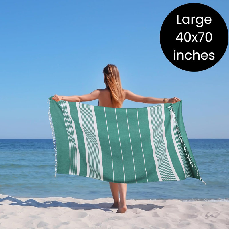 Ensemble de 4 serviettes de plage en coton Meini, Vert