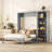 Murphy Bed Wall Bed with Shelves,Gray-866900085