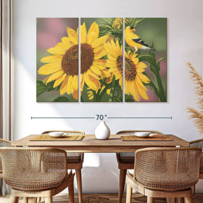 Harnek Goldfinch And Sunflowers