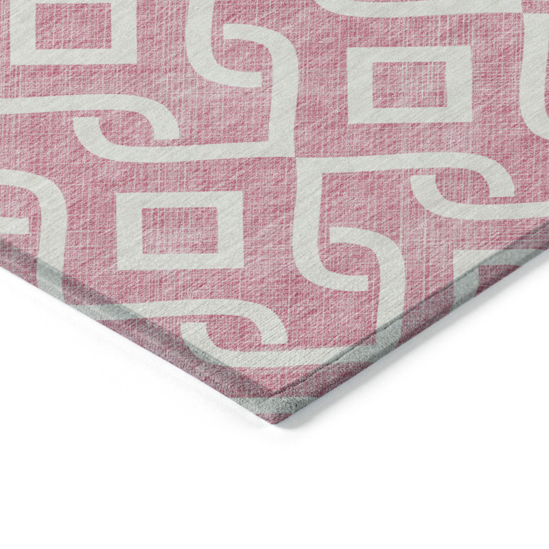 Tapis intérieur / extérieur ivoire lavable géométrique 10 pi x 14 pi
