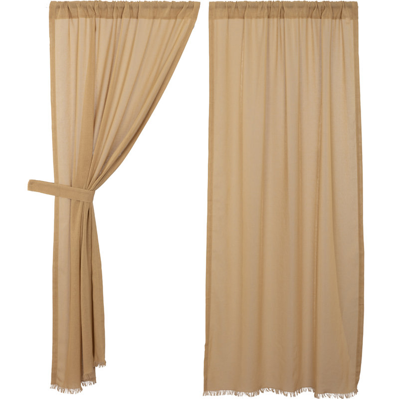 Beacham 100% Cotton Sheer Curtain Panel Pair, Khaki