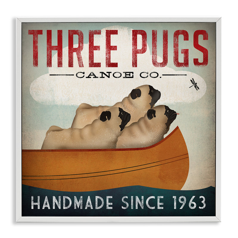 «Three Pugs Canoe Vintage Company», estampe numérique texturée par Ryan Fowler, H 24 po x l 24 po x P 1,5 po