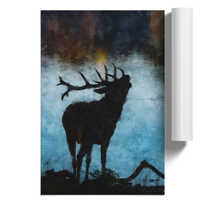 A Deer Stag Silhouette - No Frame Print