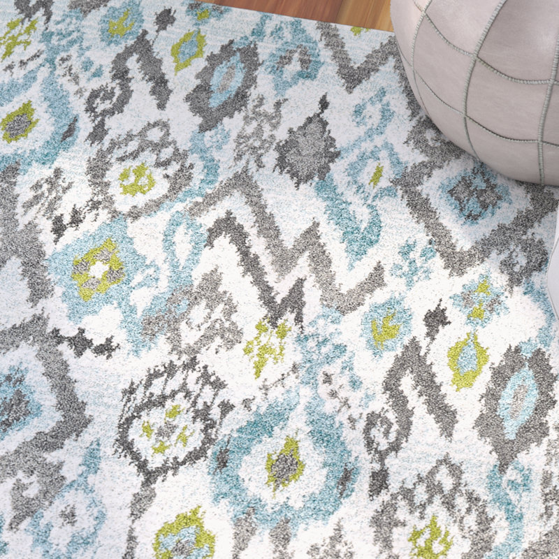 Ikat Area Rug in Stillwater Blue, Rectangle 1'8" x 2'10"