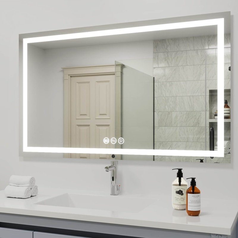  Frameless Wall Mount Bathroom Vanity Mirror With Led Lights, Memory Function, Defog, 36" x 60"