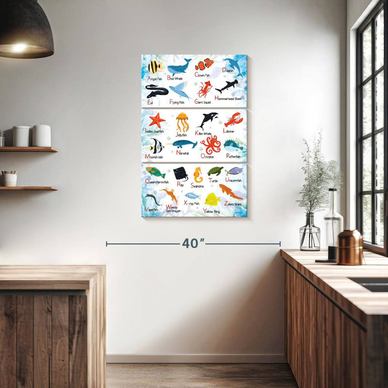 Carte de l'alphabet Ashelle Sea Life, H 38 po x l 24 po