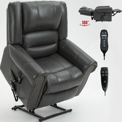 Power Lift Recliner Chair Heat Massage Dual Motor, Faux Leather, Heavy Duty Motion Mechanism