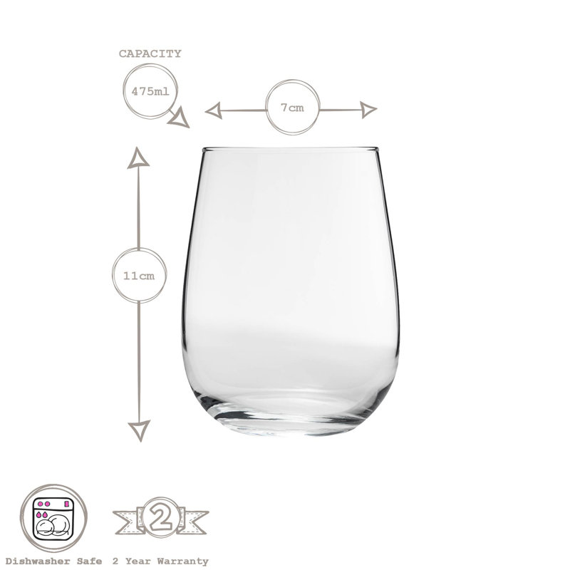475ml Stemless Wine Glass Set