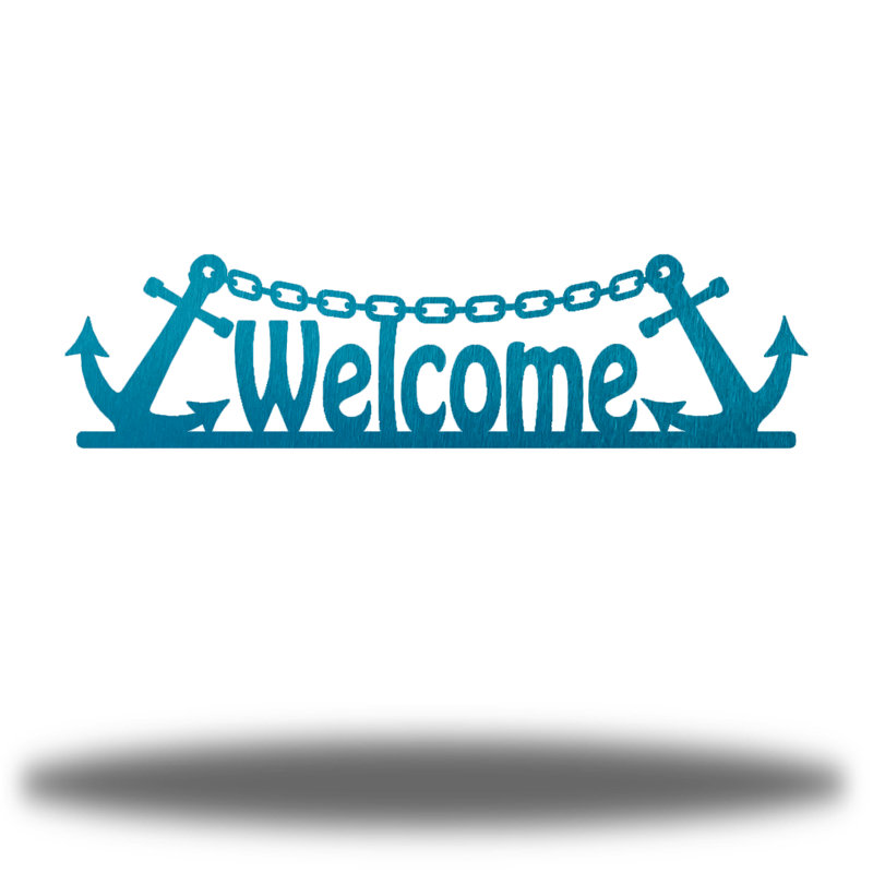 Décoration murale Welcome Anchor, H 3 po x l 12 po x P 0,01 po, Bleu sarcelle