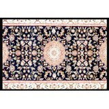 Hand-Knotted High-Quality Navy and Yellow Runner