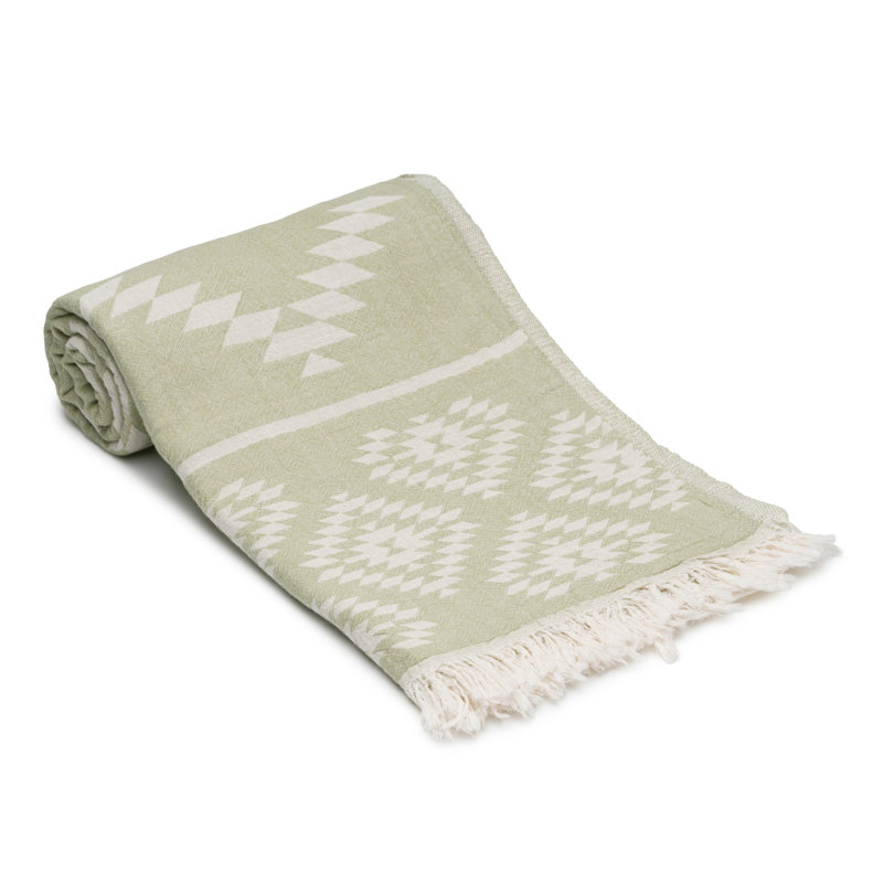 Aztec Turkish Cotton Hand Towels (Set of 2), Vert sauge