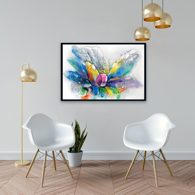 "Fleur abstraite avec journal" sur toile